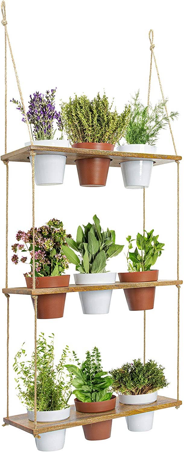 Wall Hanging Herb Planters, 3 Tiered Vertical Planter Shelf